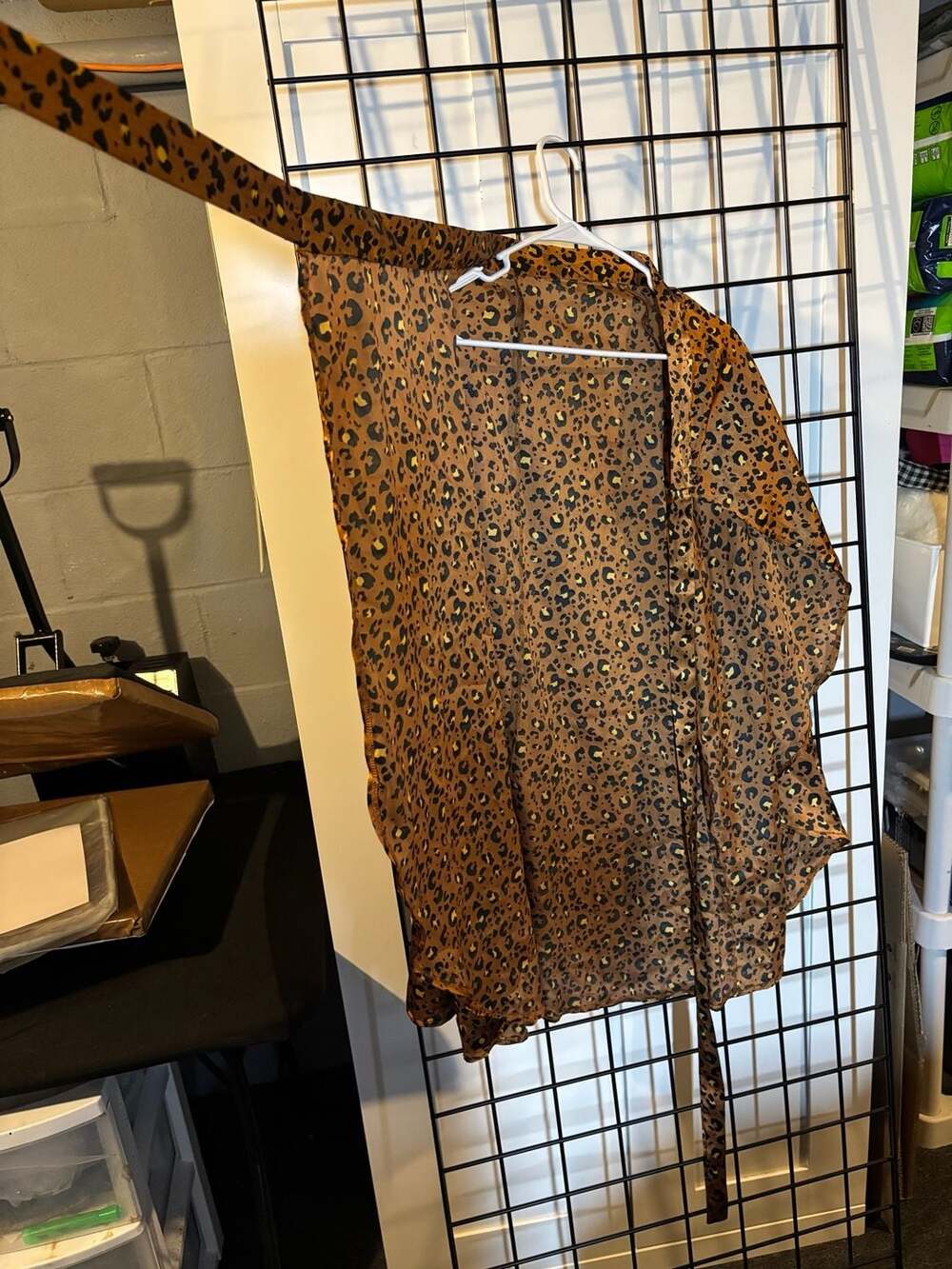 Leopard Print Satin Kimono Robe